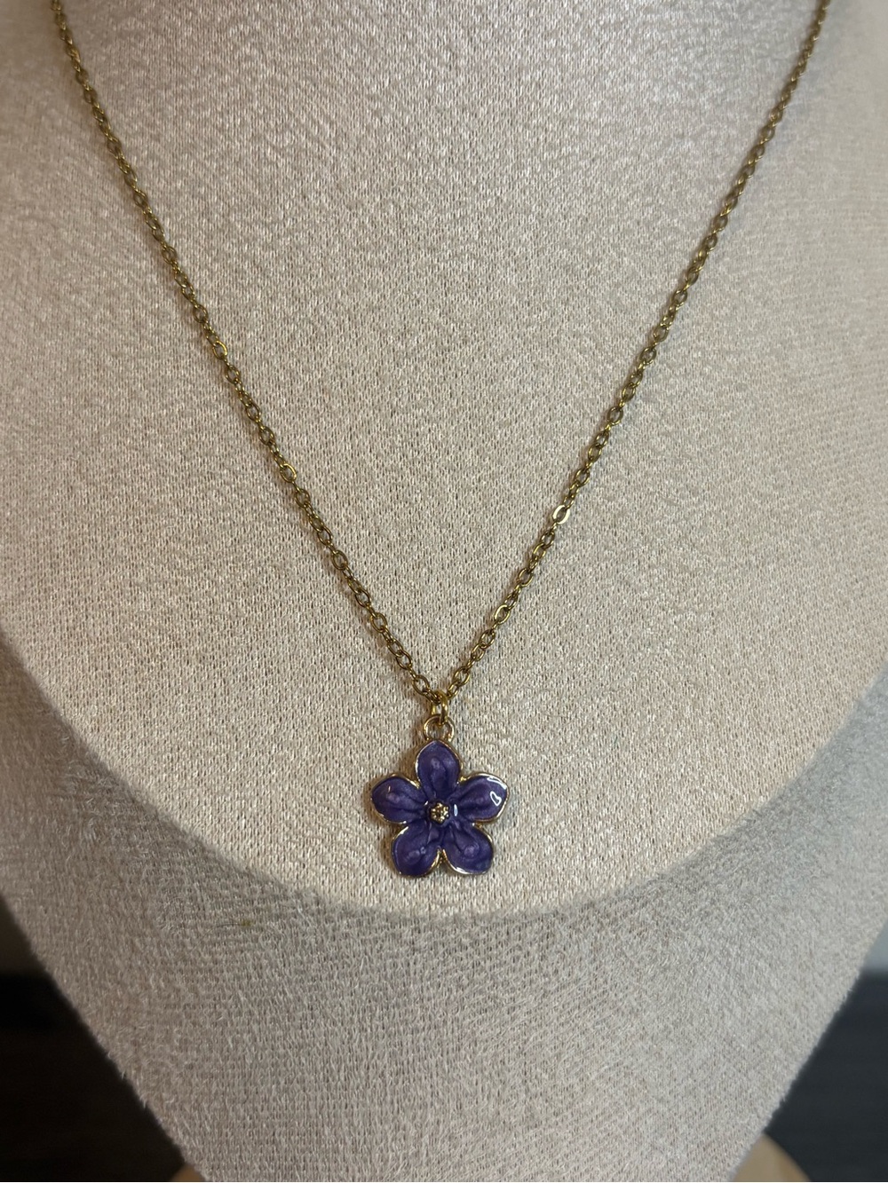 Handmade Gold/Purple Cherry Blossom Flower Necklace